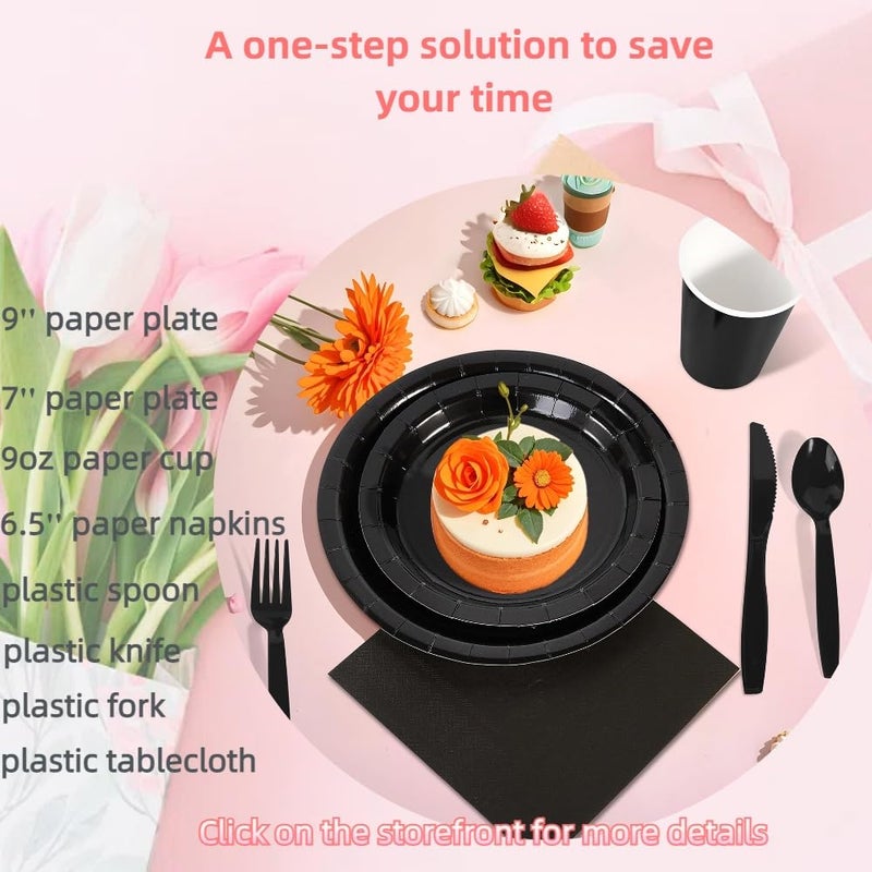 Ottin Solid Black Paper Dinner Napkins 6.5'' Disposable Luncheon Napkins 50 Count for Birthday Wedding Party Everyday Lunch Dinner Event Memorial Day Juneteenth - Image 4