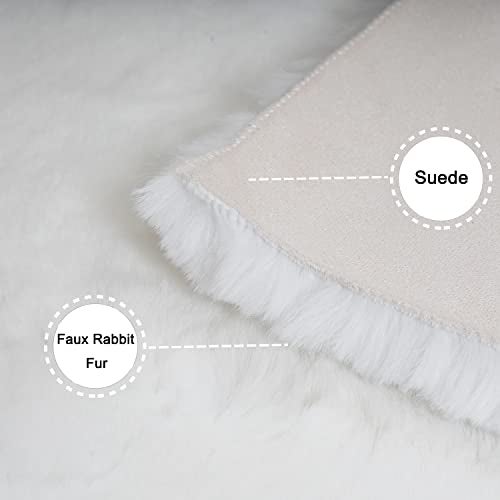 Ghouse Soft Faux Sheepskin Fur Rug 2x4 White Fluffy Bedside Rugs Plush Rug Shag Nursery Carpet Area Rugs for Living Room Bedroom Playing Room Decor - Image 3