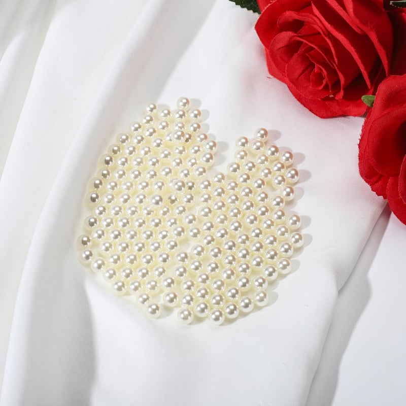 Angzhia 980 حبة من خرز اللؤلؤ الصناعي المصنوع من الـ ABS بدون ثقوب، مناسبة لملء الأواني، أو للاستخدام في صناديق التجميل، أو كأجزاء للأعمال اليدوية، أو لتزيين الطاولات، أو للأعراس، أو لحفلات الميلاد، أو لتزيين المنزل (لون عاجي، قطر 8 مم) - Image 3
