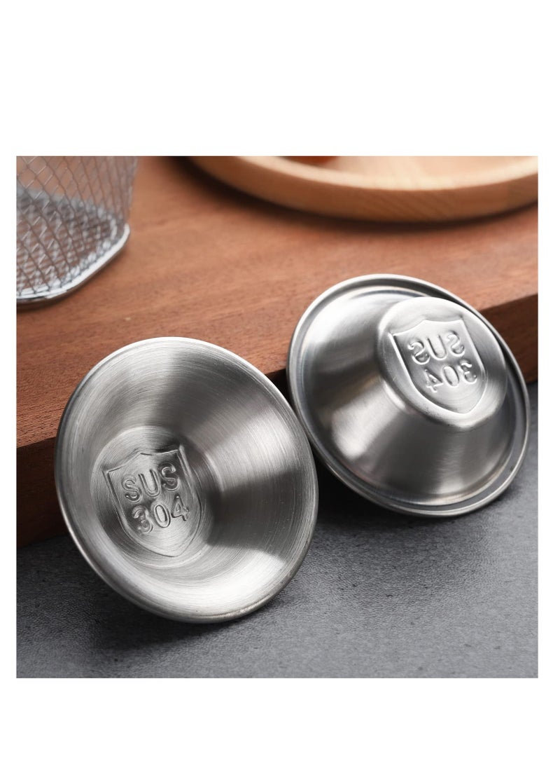 Excefore - Stainless Steel Sauce Cups, Round Condiments Ramekins Grade, Stainless Steel Ramekin Dipping Sauce Cup, Reusable Individual Condiment Container, for Home Party Restaurant Catering - Image 1
