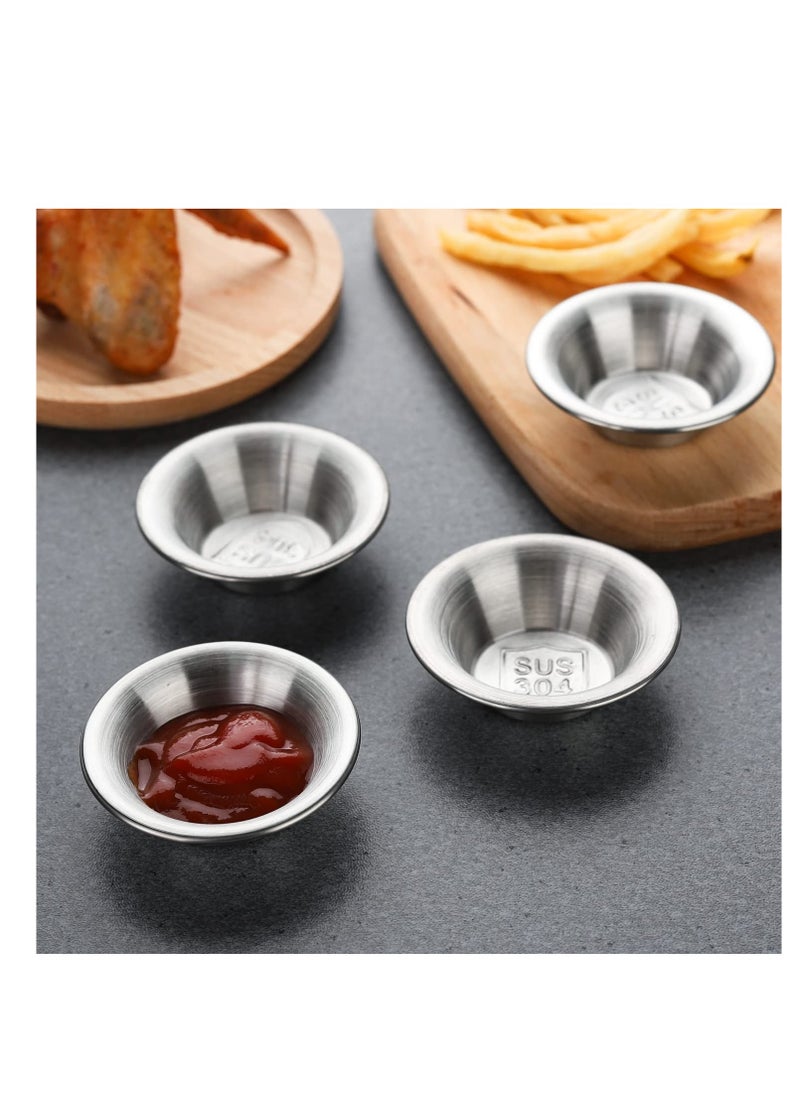 Excefore - Stainless Steel Sauce Cups, Round Condiments Ramekins Grade, Stainless Steel Ramekin Dipping Sauce Cup, Reusable Individual Condiment Container, for Home Party Restaurant Catering - Image 1