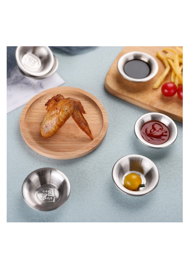 Excefore - Stainless Steel Sauce Cups, Round Condiments Ramekins Grade, Stainless Steel Ramekin Dipping Sauce Cup, Reusable Individual Condiment Container, for Home Party Restaurant Catering - Image 1