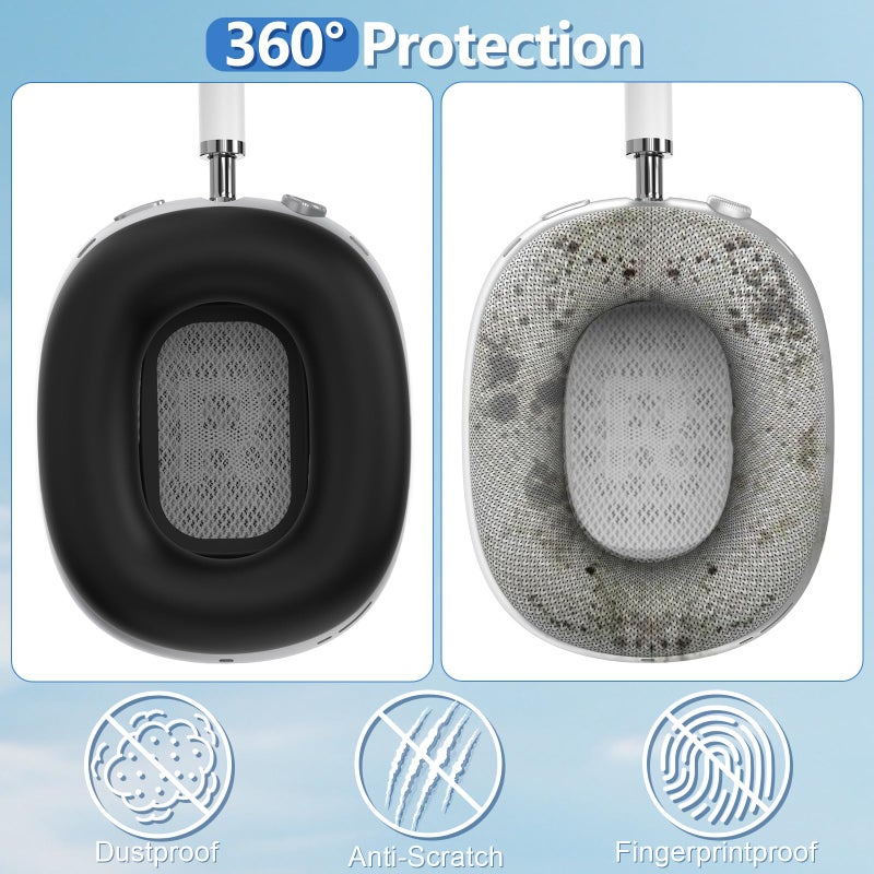 Polislime Silicone Ear Pads Case Cover for AirPods Max Headphones Cushions, Sweatproof, Anti-Scratch Accessories Soft Silicone Protector for Apple AirPods Max (Black) - Image 3