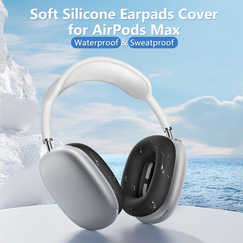Polislime Silicone Ear Pads Case Cover for AirPods Max Headphones Cushions, Sweatproof, Anti-Scratch Accessories Soft Silicone Protector for Apple AirPods Max (Black) - Image 2