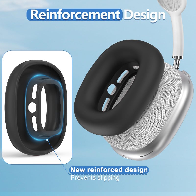 Polislime Silicone Ear Pads Case Cover for AirPods Max Headphones Cushions, Sweatproof, Anti-Scratch Accessories Soft Silicone Protector for Apple AirPods Max (Black) - Image 4