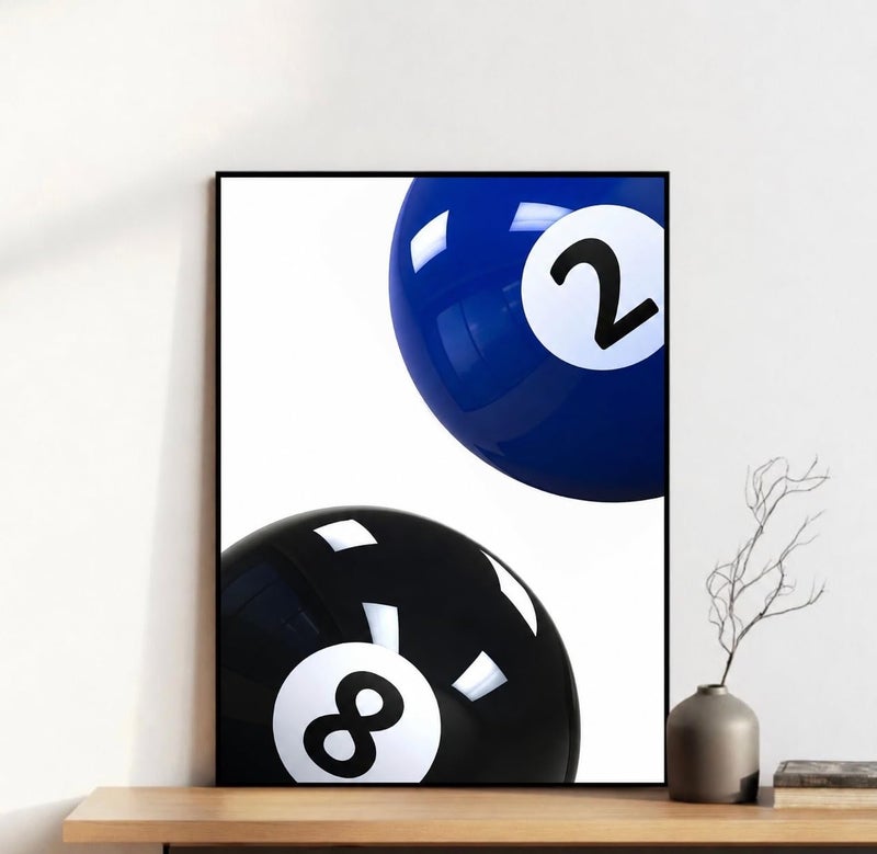 8 Ball Framed Poster, Billiards Pool Ball Wall Art, Modern Sports Decor, Black Frame (20x30 cm) - Image 2