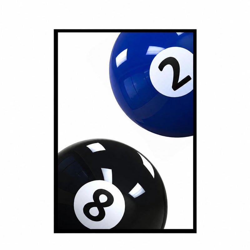 8 Ball Framed Poster, Billiards Pool Ball Wall Art, Modern Sports Decor, Black Frame (20x30 cm) - Image 1