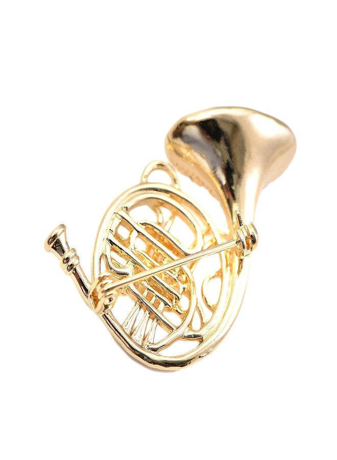 Spinningdaisy Tiny Jewel Crystal French Horn Brooch Pin Gold - Image 3