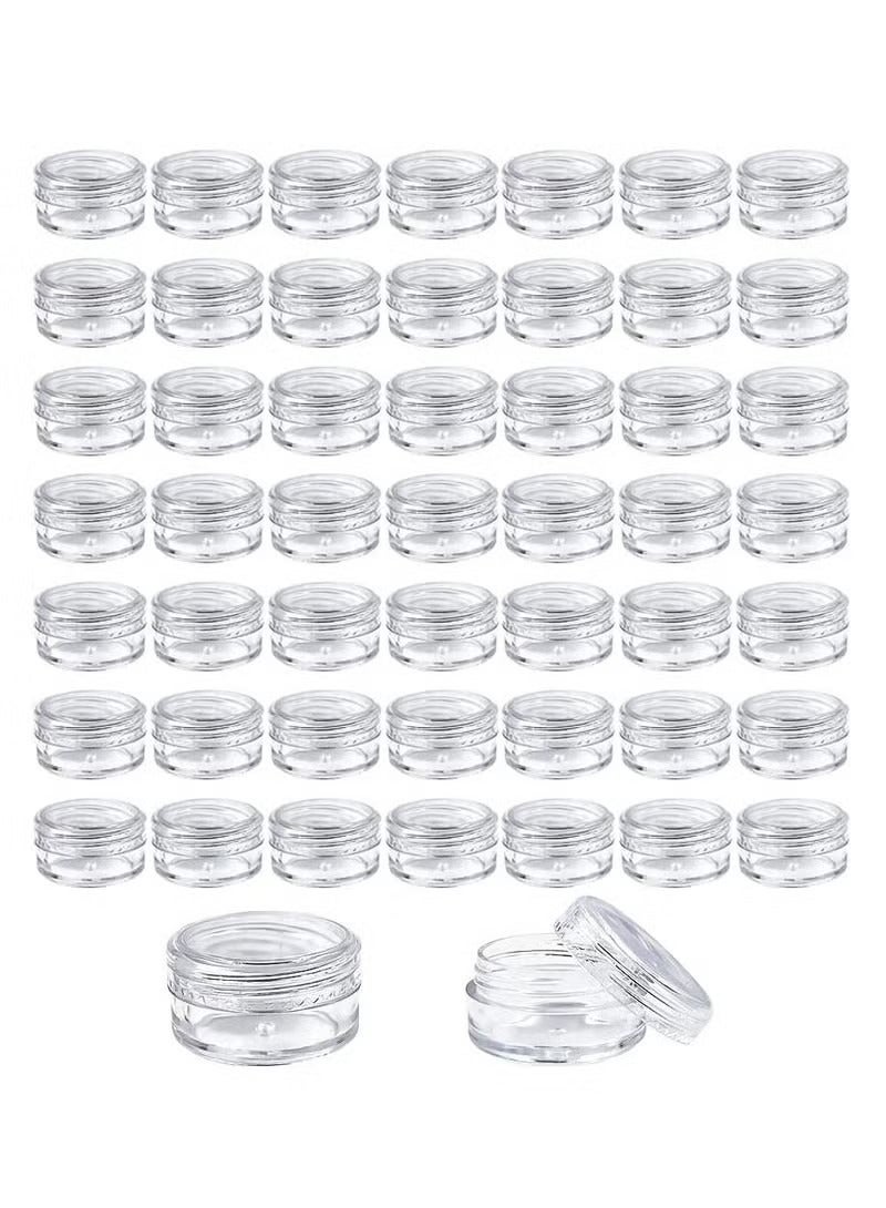 Generic 50 Pcs Cosmetic Containers, Acrylic Clear Round Jars, BPA Free Sample Jars Tiny Makeup Sample Containers with Lids for Women Cosmetic, Lotion, Cream, Makeup, Bead, Eye Shadow (5g / 5ml)  - Image 1