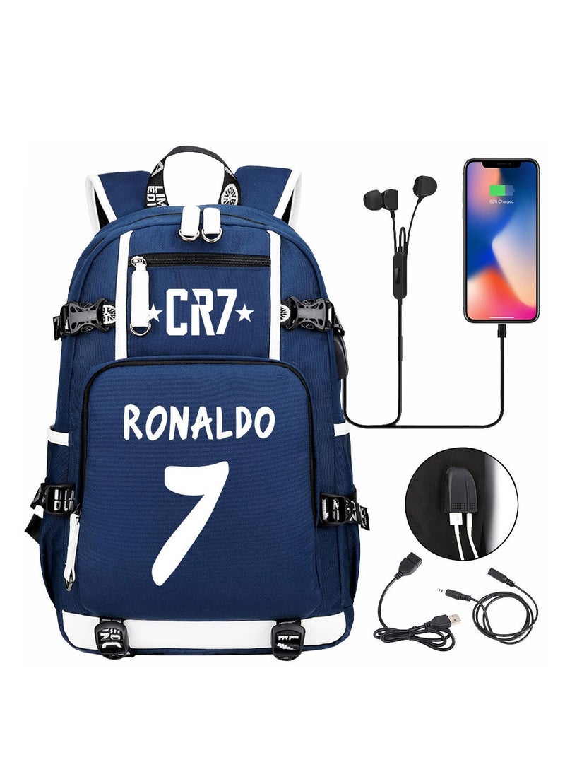 CR7 USB Printed Earphones For Youth Leisure Travel Backpack 