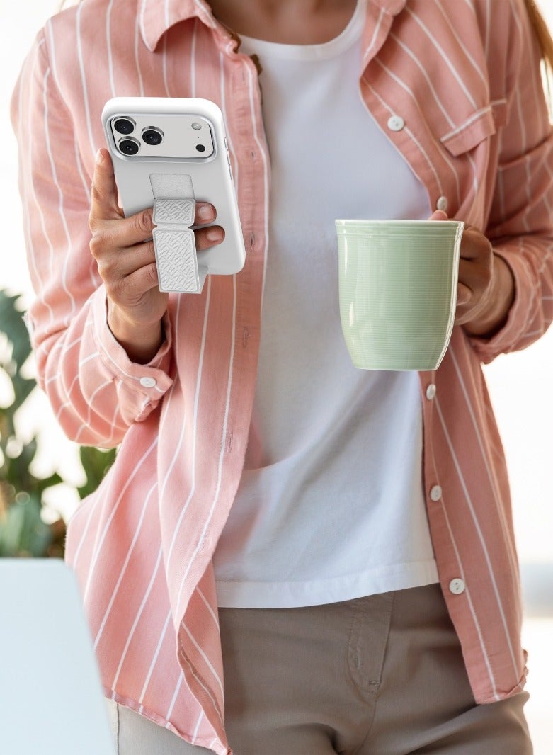 LEVELO iPhone 17 Pro Max Case Morphix Silicone With Leather Grip For Secure Hold / Shock-Resistant Bumper / Slim Fit Design Back Cover / Raised Bezels For Camera & Screen / Liquid Silicone Comfort / Raised Edge - Silver - Image 4