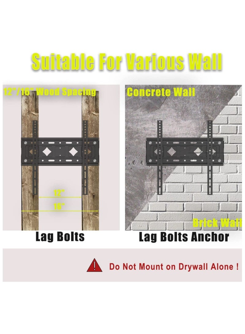 ELTRAZONE TV Wall Mount Bracket Fixed for Most 26  65 LED OLED 4K Flat Screen TVs Low Profile TV Mount Holds up to 132lbs VESA 400X400mm  Fits 16 Studs - Image 5