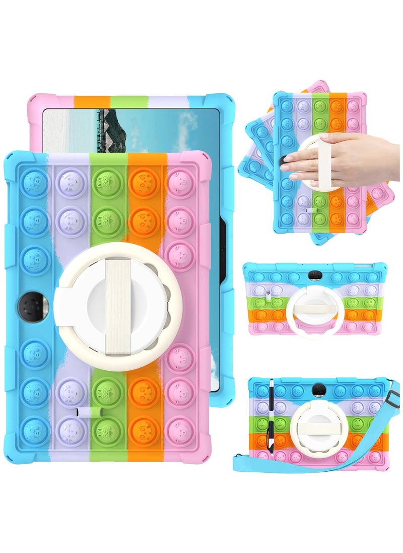 General Bubble Case for Honor Pad 9 2024 12.1 Inch, Kids Friendly Soft Silicone Adjustable Stand Cover for Honor Pad 9 2024 11 12.1 Inch,with Shoulder Strap & Capacitive Pen 