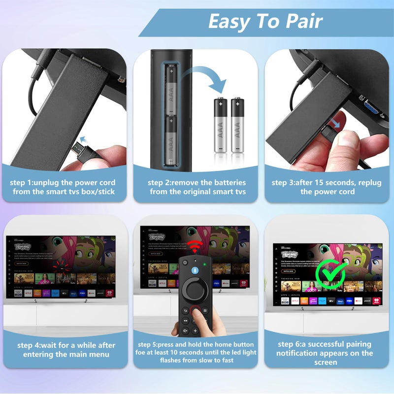 PUPINGPIG Remote Control Replacement Compatible with Fire Series Smart TV 4K, Cube (1st Gen/2nd Gen/3rd Gen), Replacement FireStick Remote (4K Max/2nd Gen/3rd Gen/Lite) with Voice Control - Image 5