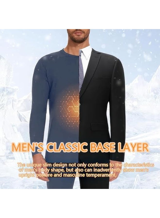 TIKNAL Men’s Thermal Underwear Fleece-Lined Soft Base Layer with Cashmere-Like Feel for Winter Dark Blue - Image 4