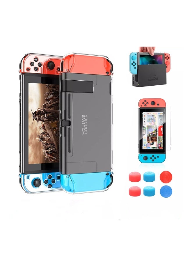 Clear Protective Case for Nintendo Switch Dockable 3 In 1 Cover With Screen Protector And Thumb Grips Shockproof Crystal Shell - Image 1