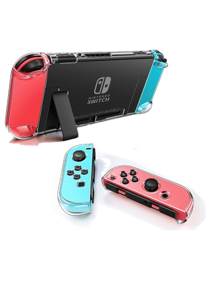 Clear Protective Case for Nintendo Switch Dockable 3 In 1 Cover With Screen Protector And Thumb Grips Shockproof Crystal Shell - Image 4
