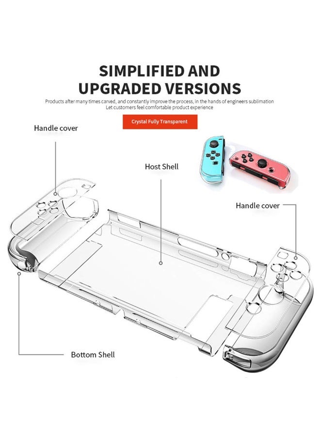 Clear Protective Case for Nintendo Switch Dockable 3 In 1 Cover With Screen Protector And Thumb Grips Shockproof Crystal Shell - Image 2