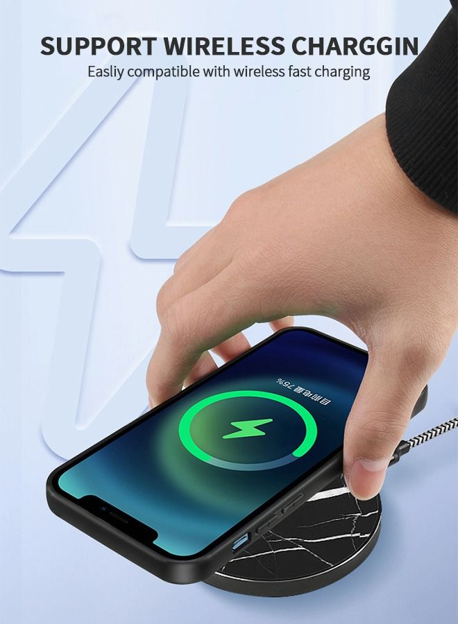 GROIC Compatible with iPhone 14 Promax 6.7 Inch Luxury Case Leather Back Cover Compatible With iPhone 14 Promax Camera Protection Shockproof Phone Case (Black) - Image 3