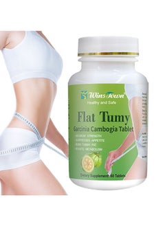 Flat Tummy Garcinia Cambogia Tablet, Health and Safe, Maximum Strength, Suppresses Appetite, Burn Tummy Fat, Boosts Metabolism, Dietary Supplement 60 Tablets