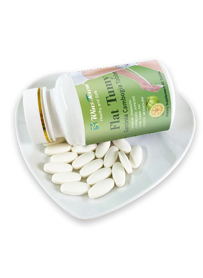 Wins Town - Flat Tummy Garcinia Cambogia Tablet, Health and Safe, Maximum Strength, Suppresses Appetite, Burn Tummy Fat, Boosts Metabolism, Dietary Supplement 60 Tablets - Image 1