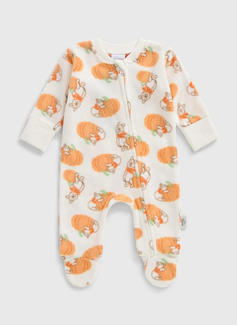 Matalan Baby Cream Pumpkin Fleece Sleepsuit