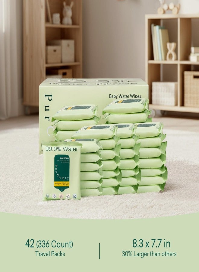 PurComfy Baby Wipes Unscented, 42 Travel Pack 99.9% Water Wipes with Plant Based, Hypoallergenic for Sensitive Newborn Skin, Total 336 Count Wet Wipes - Image 2