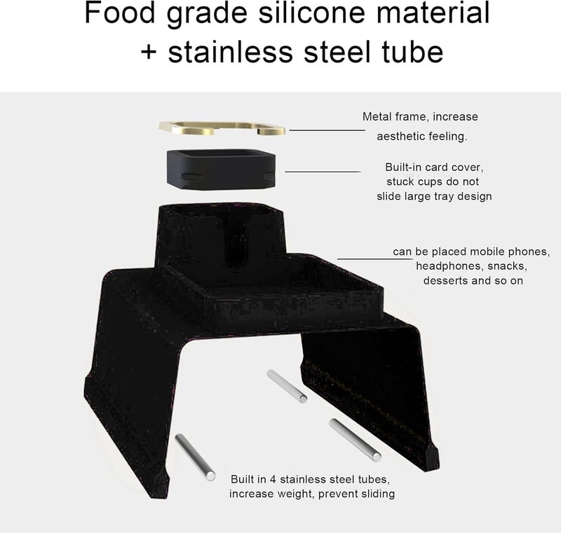 KEYOZA Universal Couch Armrest Cup Holder AntiSlip WaterProof Silicone Drink Holder Tray Suitable for Square Curve Recliner Armrest Drink Holder for Bear Bottle Mug Coffee Cup etc Black - Image 2