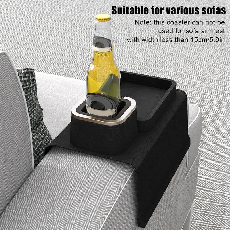 KEYOZA Universal Couch Armrest Cup Holder AntiSlip WaterProof Silicone Drink Holder Tray Suitable for Square Curve Recliner Armrest Drink Holder for Bear Bottle Mug Coffee Cup etc Black - Image 3