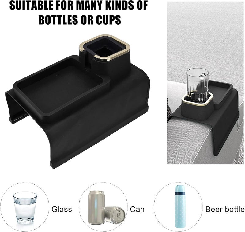 KEYOZA Universal Couch Armrest Cup Holder AntiSlip WaterProof Silicone Drink Holder Tray Suitable for Square Curve Recliner Armrest Drink Holder for Bear Bottle Mug Coffee Cup etc Black - Image 4