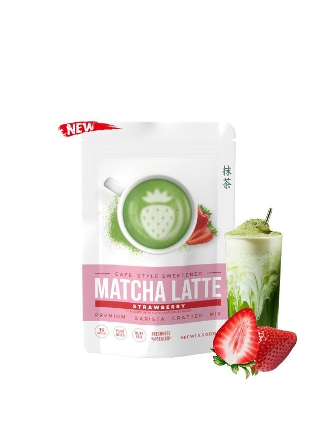 Winstown Strawberry Matcha Latte Powder | Coffee Shop Sweetness | Safe, Dairy-Free, Pure Plant-Based | 15 Cups - Image 1