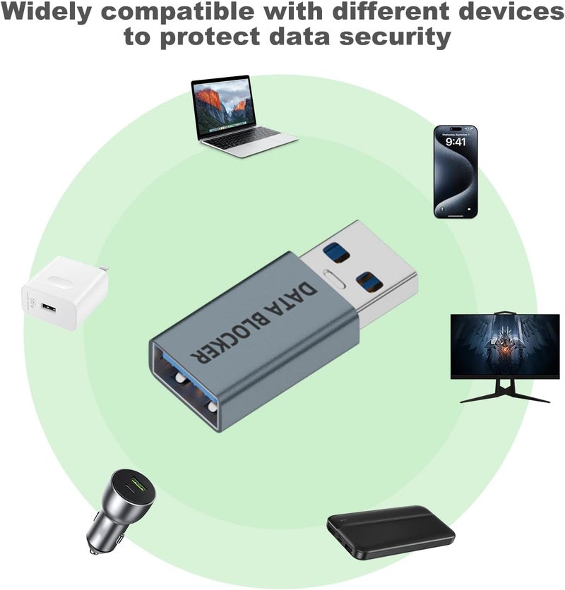 حزمة من 4 قطع من مانع نقل البيانات USB، مانع بيانات USB A إلى A، مخصص للشحن الآمن فقط، حماية ضد اختراق الشحن للهواتف الذكية وأجهزة الكمبيوتر الشخصية والمحمولة والأجهزة اللوحية - Image 3