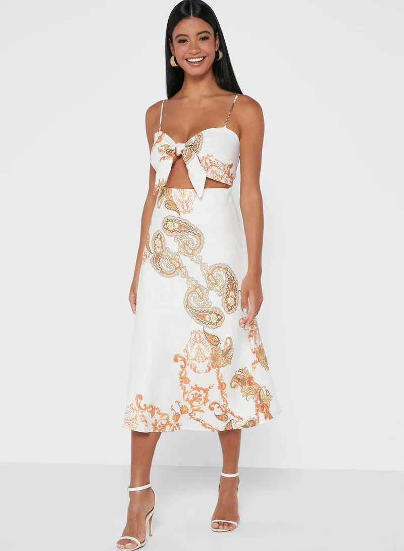 Bardot Cut Out Pleated Dress