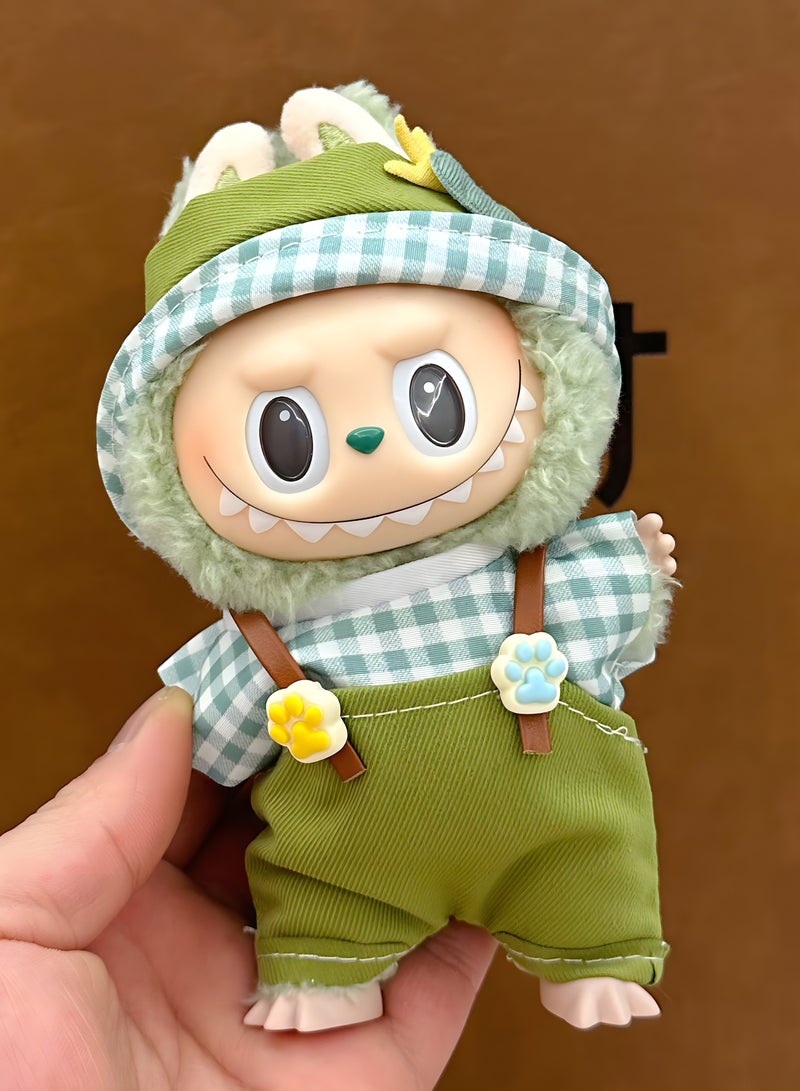 ملابس لابوبو - طقم ملابس لابوبو، مجموعة أنيقة وعصرية باللون الأخضر لدمى لابوبو، ملابس دمى بطول 17 سم مناسبة لملحقات دمى لابوبو