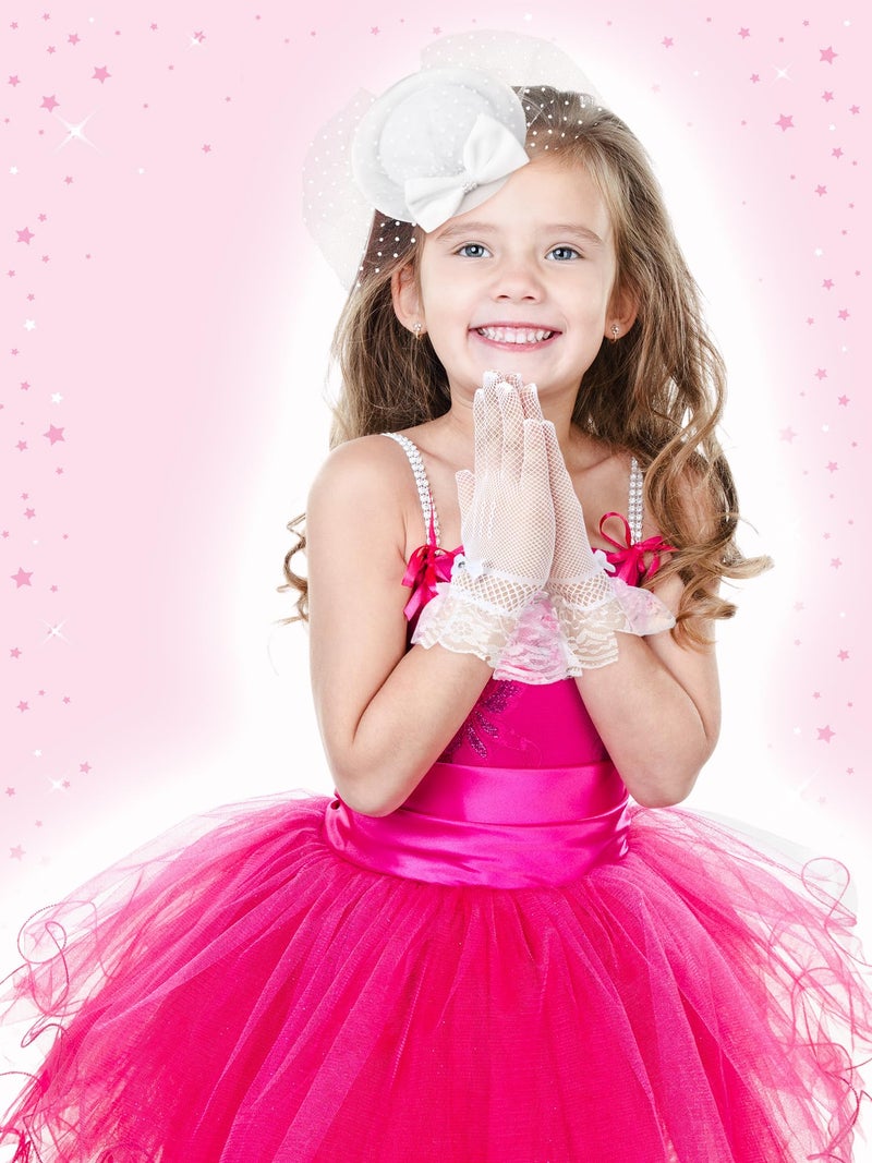 JenPen 2 Pcs Girls Tea Party Fascinators Hats with Lace Gloves Funeral Veil Hat Gloves for Church Wedding Accessories(Bow White) - Image 4