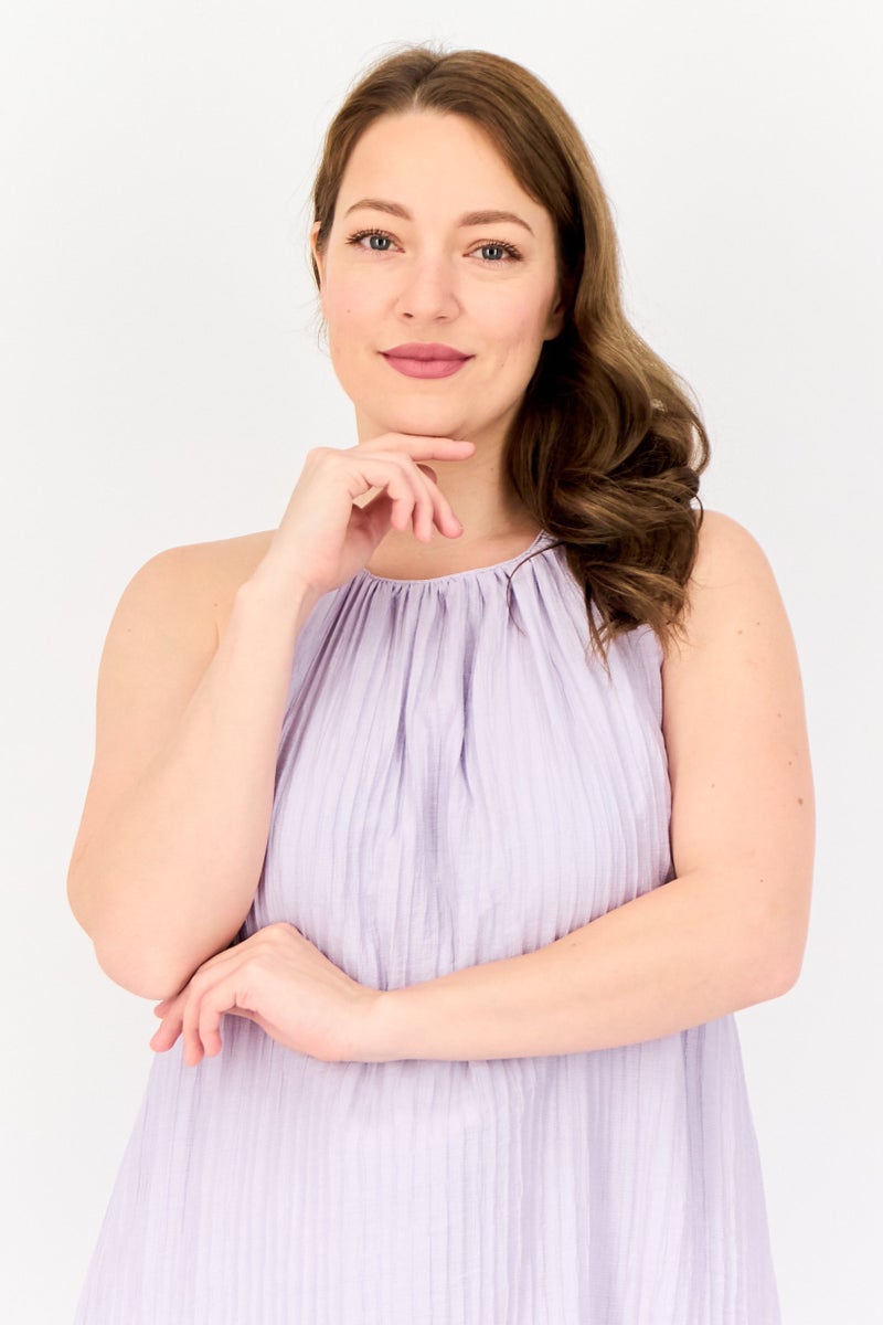 bebe Women Textured Maxi Dress, Light Violet  - Image 3