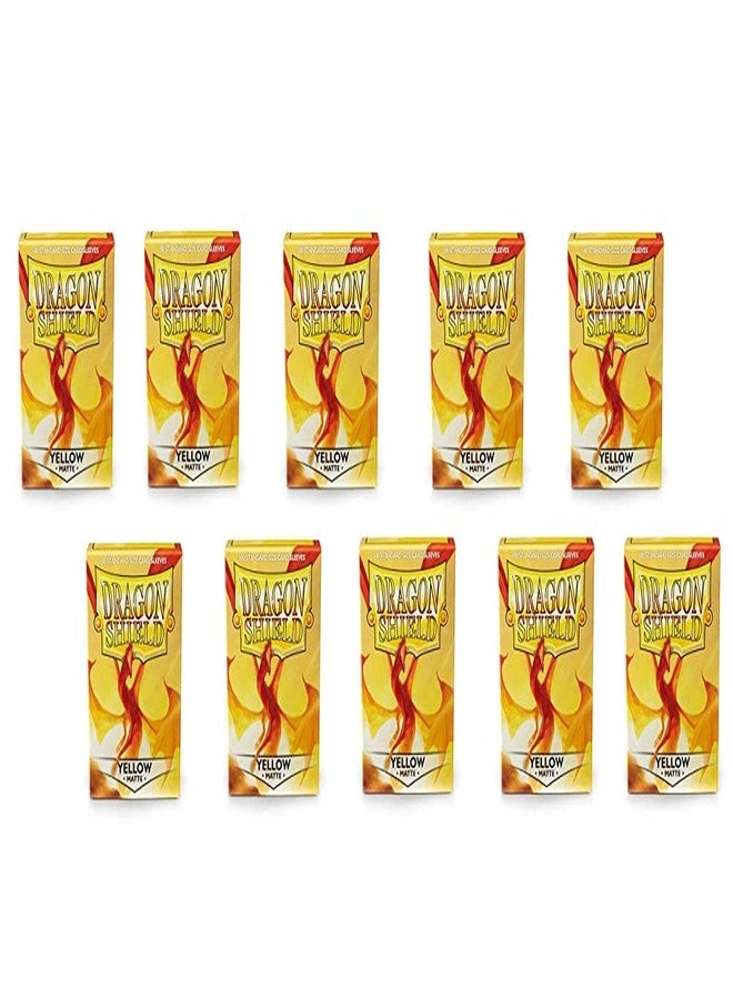 dragon shield 10 Packs Dragon Shield Matte Yellow Standard Size 100 ct Card Sleeves Display Case - Image 1