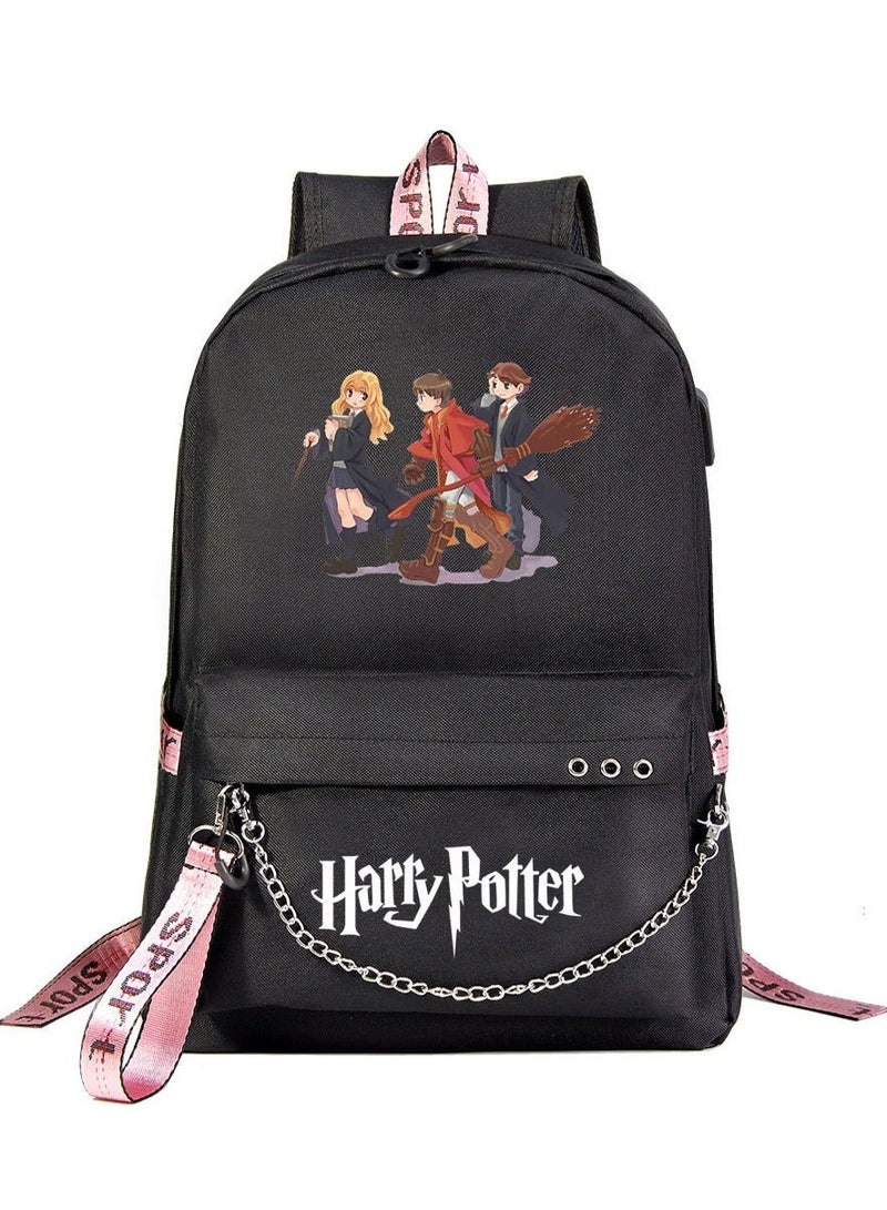 Harry Potter Cartoon Printed Backpack Black