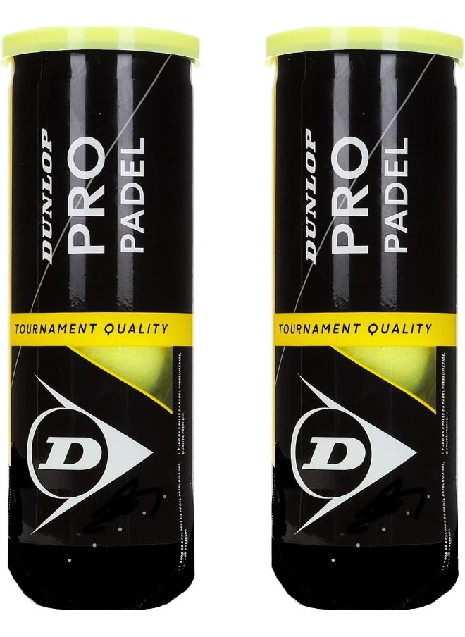 DUNLOP - Sports Pro Padel 3-Balls Can – Tournament Quality Pressurized Balls, Great Control And Extended Durability (2 Pack/Yellow) - Image 1