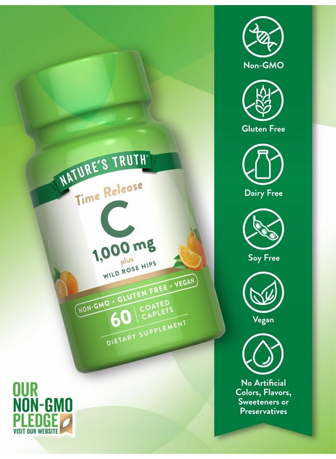 Nature's Truth Nature's Truth Vitamin C 1000mg | 60 Caplets | with Wild Rose Hips | Vegan, Non-GMO & Gluten Free Supplement - Image 3