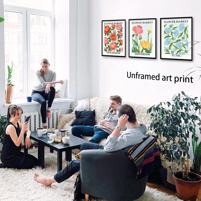 LIYAOLI Flower Market Art Prints Poster 8 x 10 inch Set of 6 Unframed Art Prints Flower Market Prints Colorful Floral Wall Decor for Wall Living Room Office Decoration - Image 2
