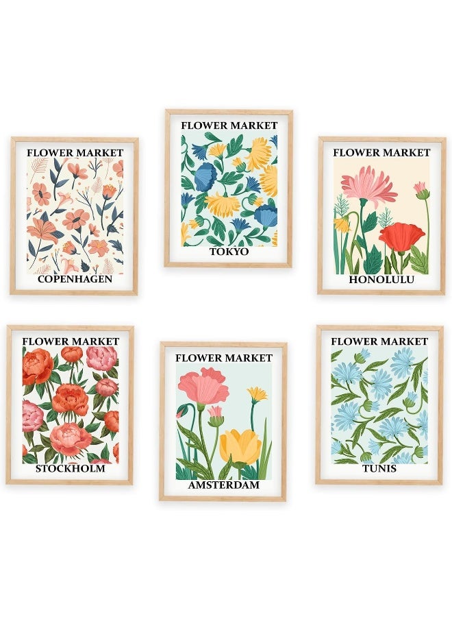 LIYAOLI Flower Market Art Prints Poster 8 x 10 inch Set of 6 Unframed Art Prints Flower Market Prints Colorful Floral Wall Decor for Wall Living Room Office Decoration - Image 1
