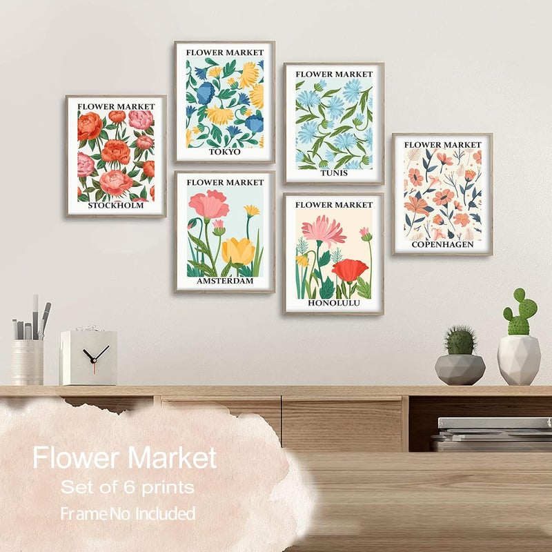 LIYAOLI Flower Market Art Prints Poster 8 x 10 inch Set of 6 Unframed Art Prints Flower Market Prints Colorful Floral Wall Decor for Wall Living Room Office Decoration - Image 3