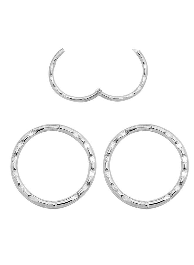 365 Sleepers 365 SLEEPERS Sterling Silver Faceted Hinged Hoop Sleeper Earrings - Hand Made In Australia - Nickel Free Hypoallergenic - 8mm - 10mm - 12mm - 14mm - Image 1