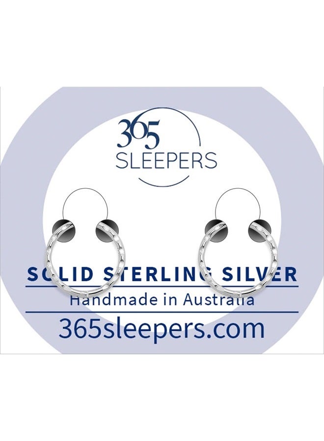 365 Sleepers 365 SLEEPERS Sterling Silver Faceted Hinged Hoop Sleeper Earrings - Hand Made In Australia - Nickel Free Hypoallergenic - 8mm - 10mm - 12mm - 14mm - Image 2