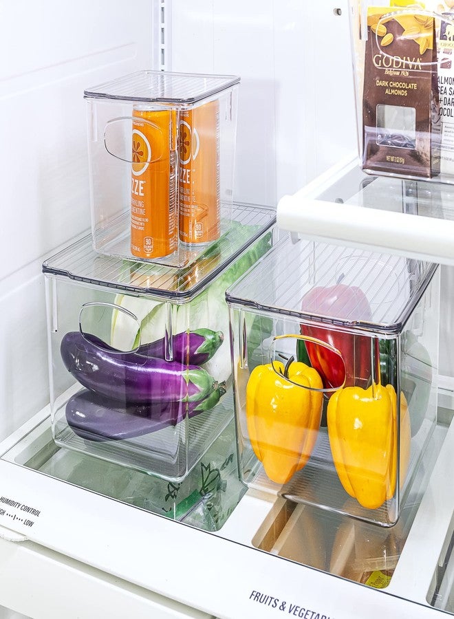 سوربوس صناديق تخزين بلاستيكية شفافة من سوربوس مع أغطية - لتنظيم المطبخ، ومنظمات المؤن والتخزين، ومنظم الثلاجة، ومنظم الخزانة، وصناديق تنظيم الثلاجة - صناديق تخزين شفافة (عبوة من 3 قطع) - Image 2