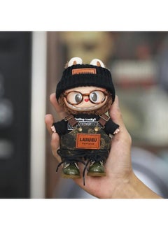 Generation II Bubble Mart 17cm Labubu Doll Clothes Baby Shoes Cloth Doll Clothes Bubble Mart Doll Clothes-High:Labb Black Letter T-shirt [not Including Baby]