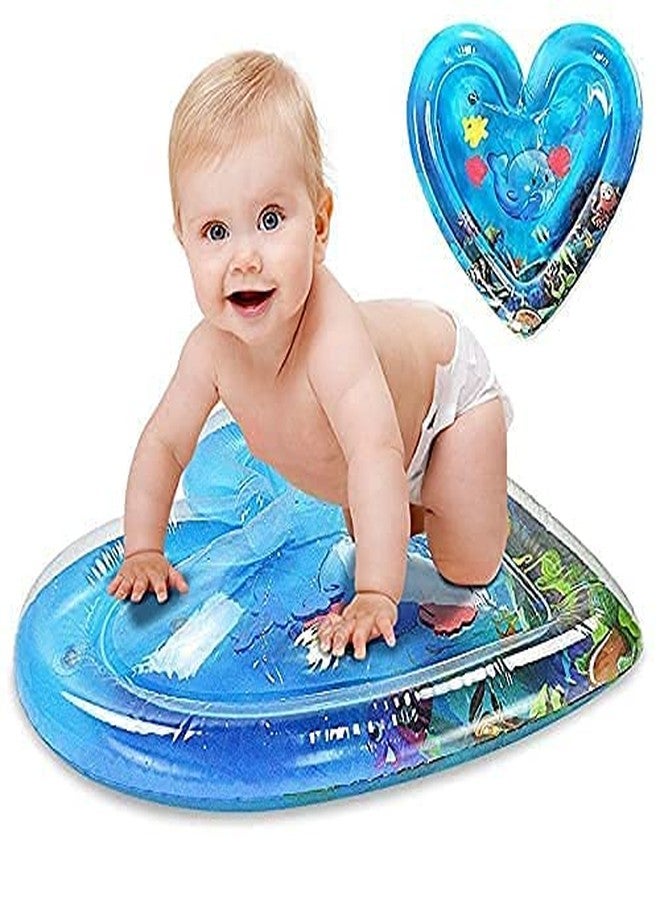 VDHJA Heart Shape Inflatable Baby Water Play Mat with Colorful Floating Toys, Leak-Proof PVC Tummy Time Splash Mat for Infants & Toddlers, Indoor and Outdoor Use Inflatable Tummy Time Le Center Indoor and Outdo y (Blue) - Image 1