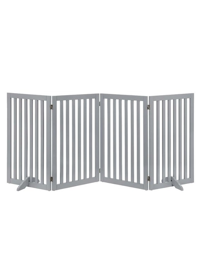Unipaws Flat Wooden Gray Freestanding Dog Gate, 20"-80" W X 36" H - Image 1