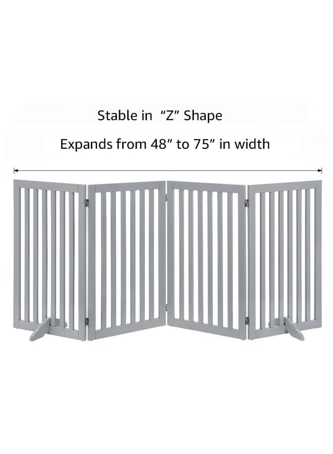Unipaws Flat Wooden Gray Freestanding Dog Gate, 20"-80" W X 36" H - Image 5